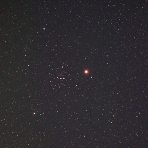 プレセペ星団(M44)と火星の接近 (2026/10/10)