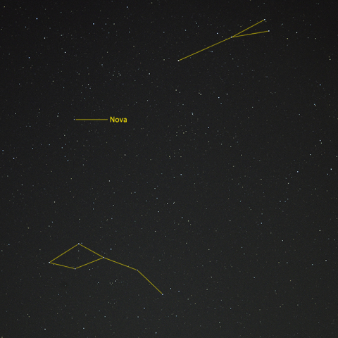 8月25日月出前のいるか座の新星