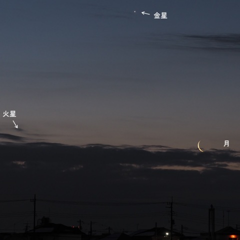 月と金星と火星の会合２月８日