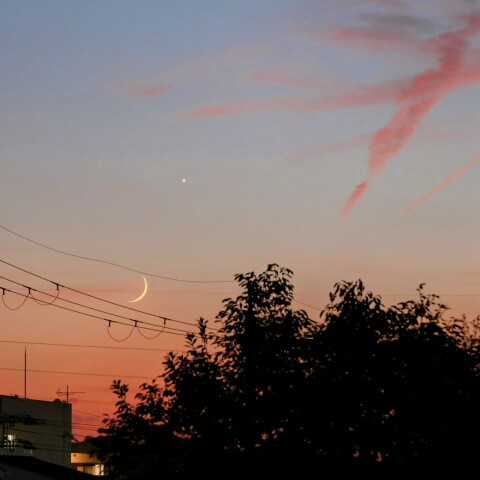 三日月と金星