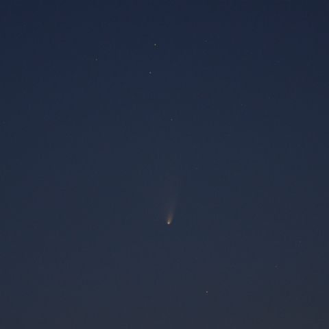 長野市しあわせの鐘公園から見たパンスターズ彗星