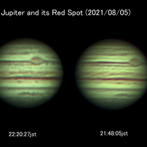 木星の自転による大赤斑の移動