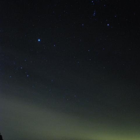 琵琶湖とカノープス・シリウス・オリオン座