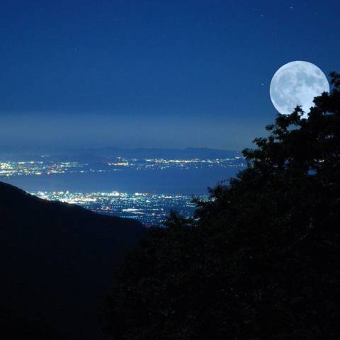 琵琶湖夜景とスーパームーン