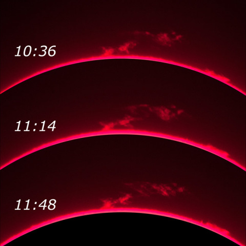 プロミネンスの短時間変化