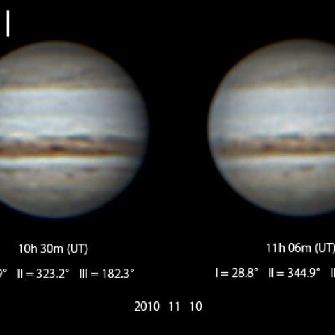 SEBに小白斑が発生した木星(カラー画像)