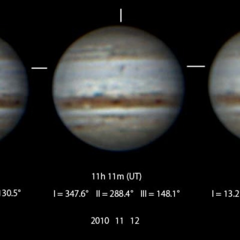 SEBの小白斑後方に暗柱が出現した木星