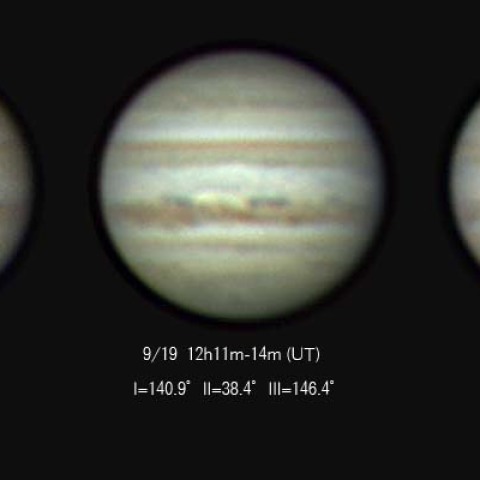 ９月１８、１９，２０日の木星