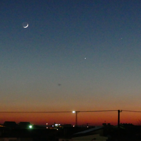 三日月と金星、水星