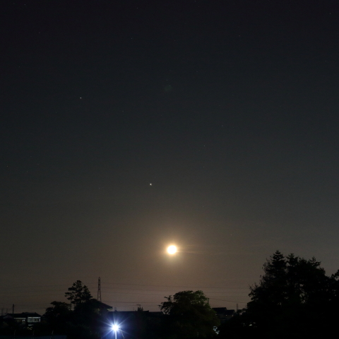 沈みゆく月と木星と土星