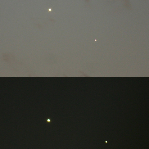 金星と水星の接近（1月11日と12日の比較）