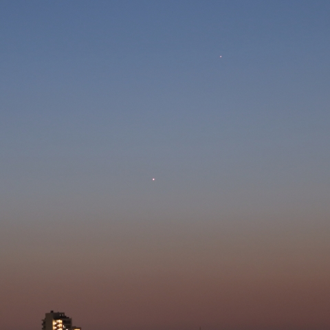 夕空の金星と水星
