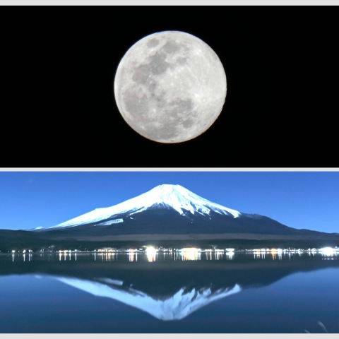 月明かりの富士