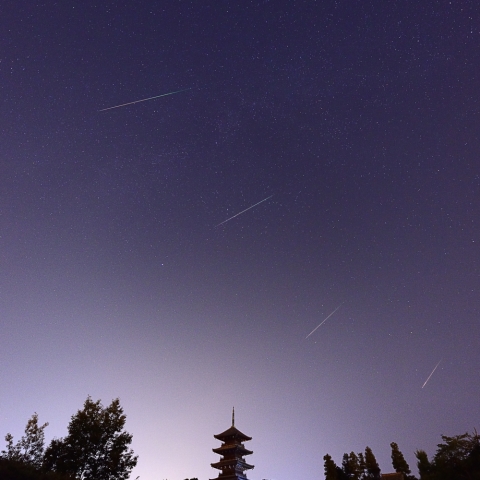 ペルセウス座流星群～備中国分寺～