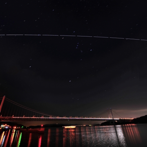 オリオン座を通過するISS