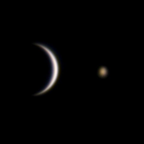 金星（視直径50″）と、水星（視直径5.7″）