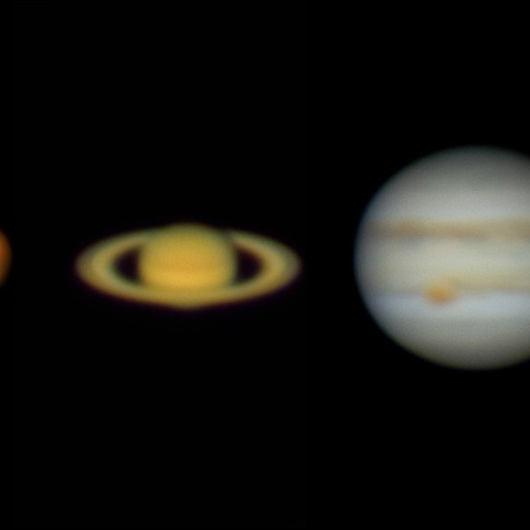 6月9日早朝の火星・土星・木星