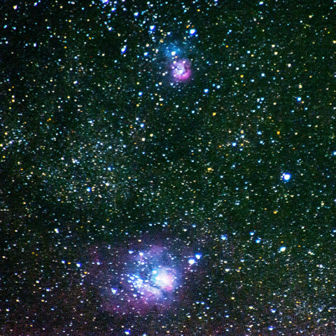 射手座の干潟星雲と三裂星雲
