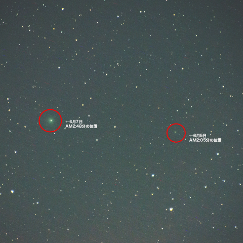6月5〜7日のラヴジョイ彗星 (C/2014 Q2)