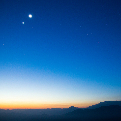 夜明けの金星・木星・火星・水星