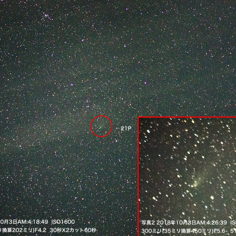 10月3日 ジャコビニ-チンナー彗星 (21P)