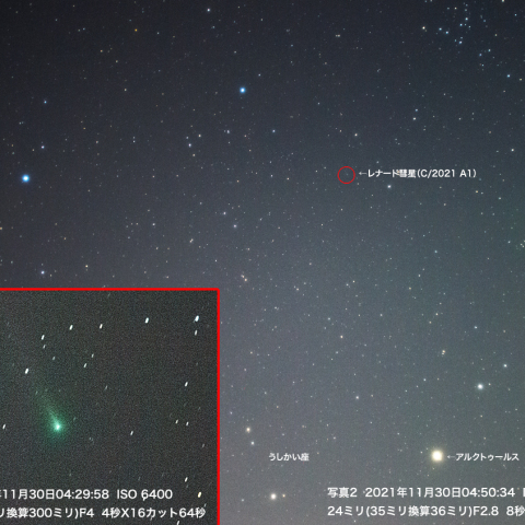 11月30日三脚固定撮影でも写るレナード彗星