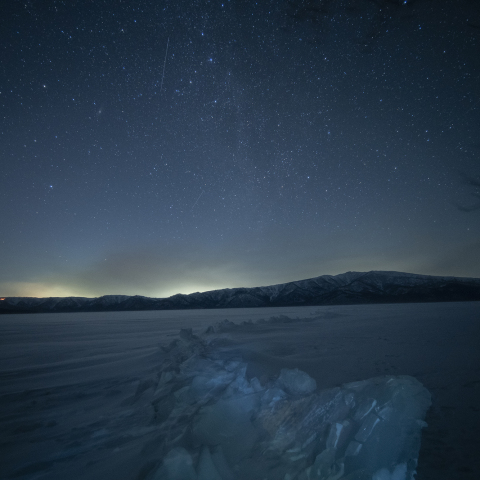銀河の屈斜路湖御神渡り