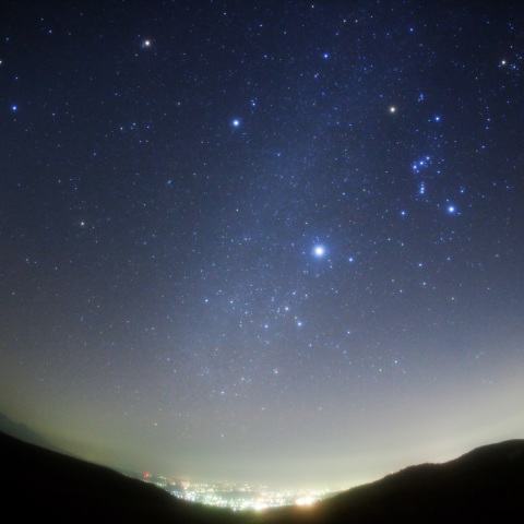 火星プレセベ接近の冬銀河