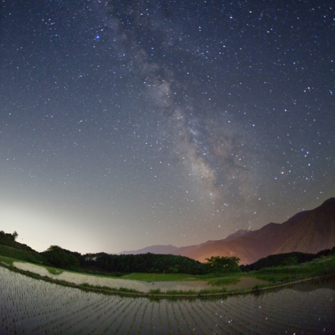 天の川映す田圃