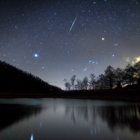 ふたご座流星群のいずみ湖