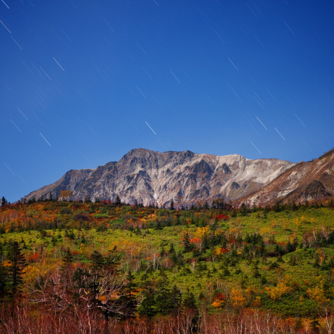 星降り注ぐ栂池紅葉白馬岳