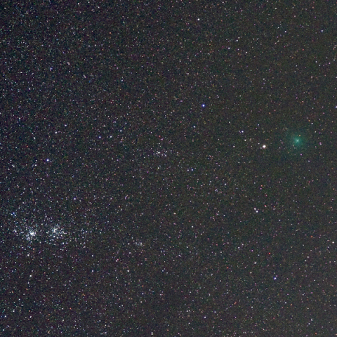 二重星団とハートレイ彗星