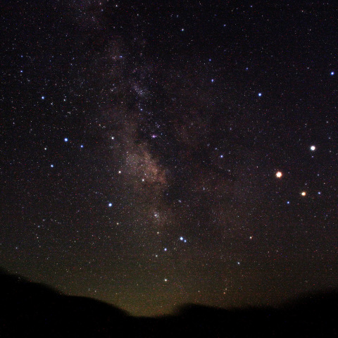火星、土星、アンタレスと天の川