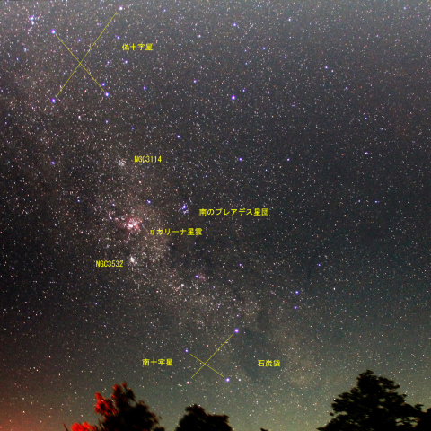昇る南十字星、ηカリーナ星雲、石炭袋