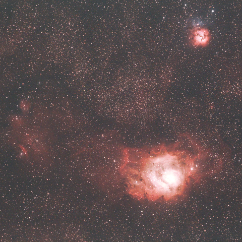 M8,　M20と猫の手星雲