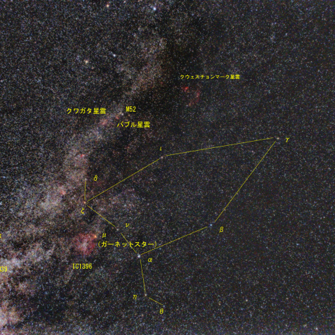 ケフェウス座付近の天の川と星雲・星団