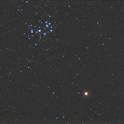 火星とプレアデス星団の接近