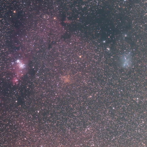 コーン星雲とカタツムリ星雲付近