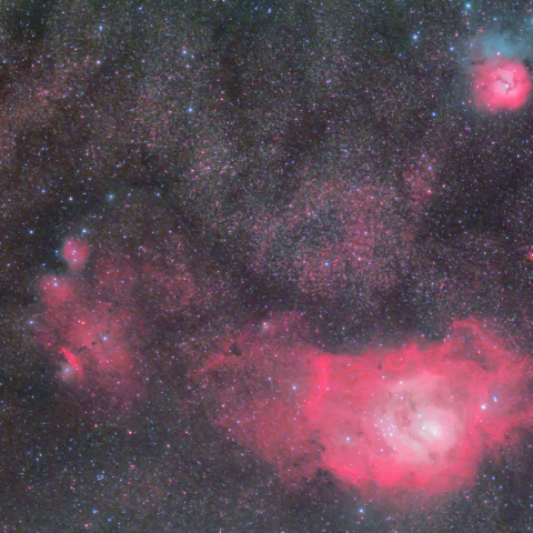 M8(干潟星雲) M20(三裂星雲) NGC6559(猫の手星雲)：再処理