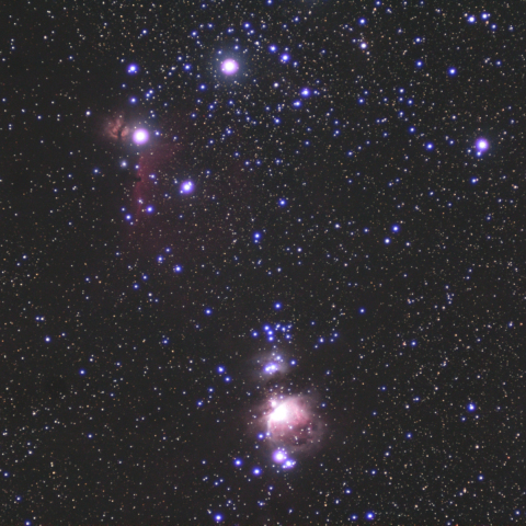 オリオン座大星雲M42から馬頭星雲IC434付近
