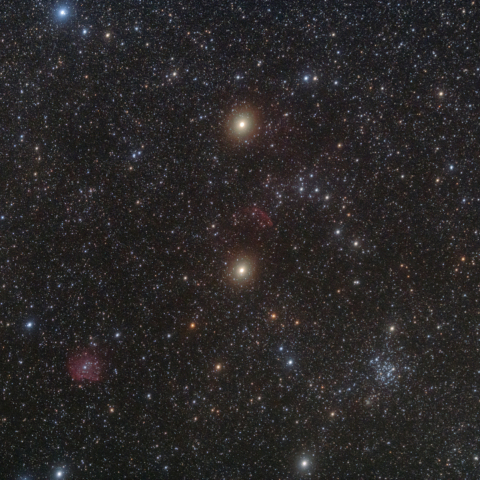 ふたご座の足下の散光・散開星団