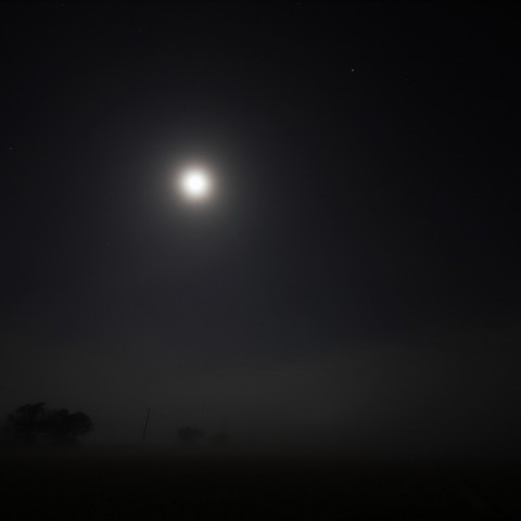 霧の夜の月と木星　231127