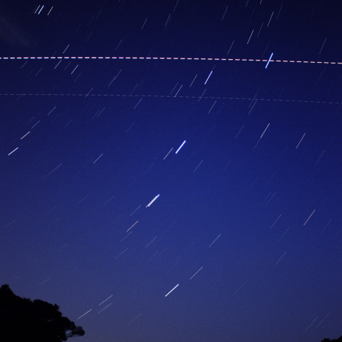 ATV-3 seen against deep blue dawn sky
