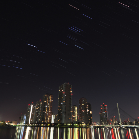 佃島と冬の星座