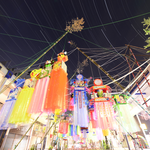 七夕飾りと織姫星・彦星