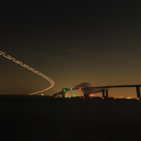 ISSと東京ゲートブリッジと飛行機と