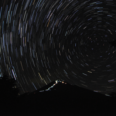 北天日周運動と富士登山者の明かり