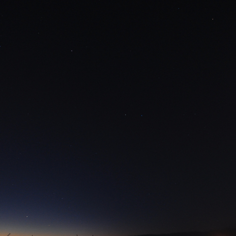 夜明けの３惑星と春の大三角とアンタレス