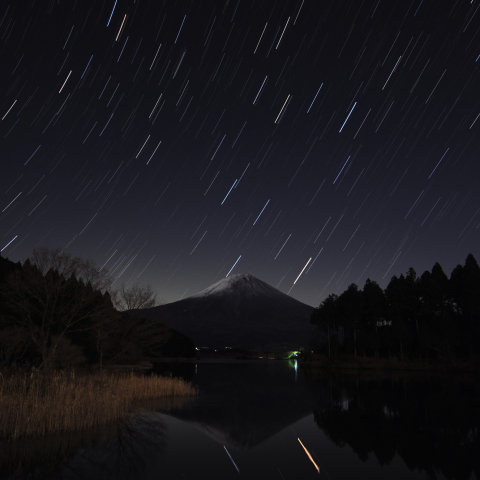 富士山から昇るしし座と火星