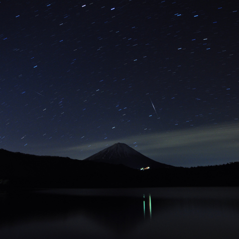イリジウムフレアと富士山と西湖と